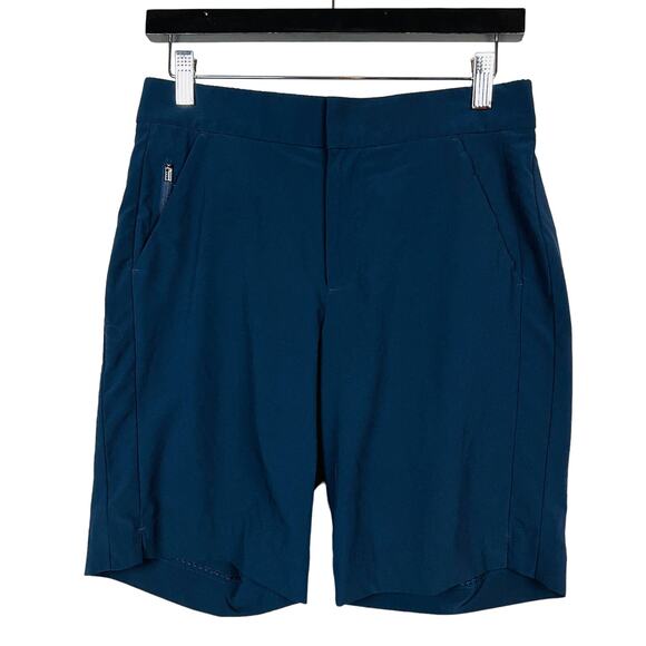Athleta Loose Fit Shorts Casual Long Navy Button Fly - 2 - Picture 1 of 4